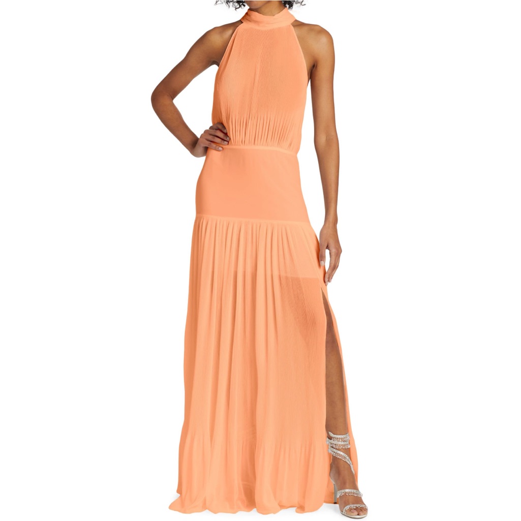 Veronica Beard Lilliana Pleated Banded Waist Maxi Dress